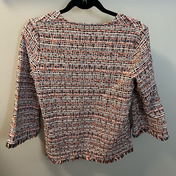 Tuckernuck Belfast Blouse Tweed V-Neck Fringe Trim Relaxed Fit Size Small - Picture 3 of 5